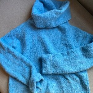 Free People fuzzy Vibrant Blue Cowl Neck Sweater